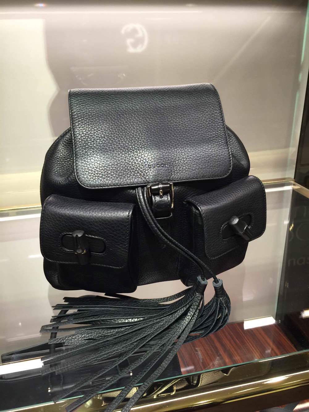 Authentic Gucci Bamboo Backpack Black 370833 A7M0N 1000